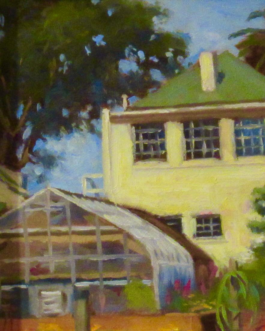 Casa Verde - Figurative Painting Marrón de Douglas Paul Morgan