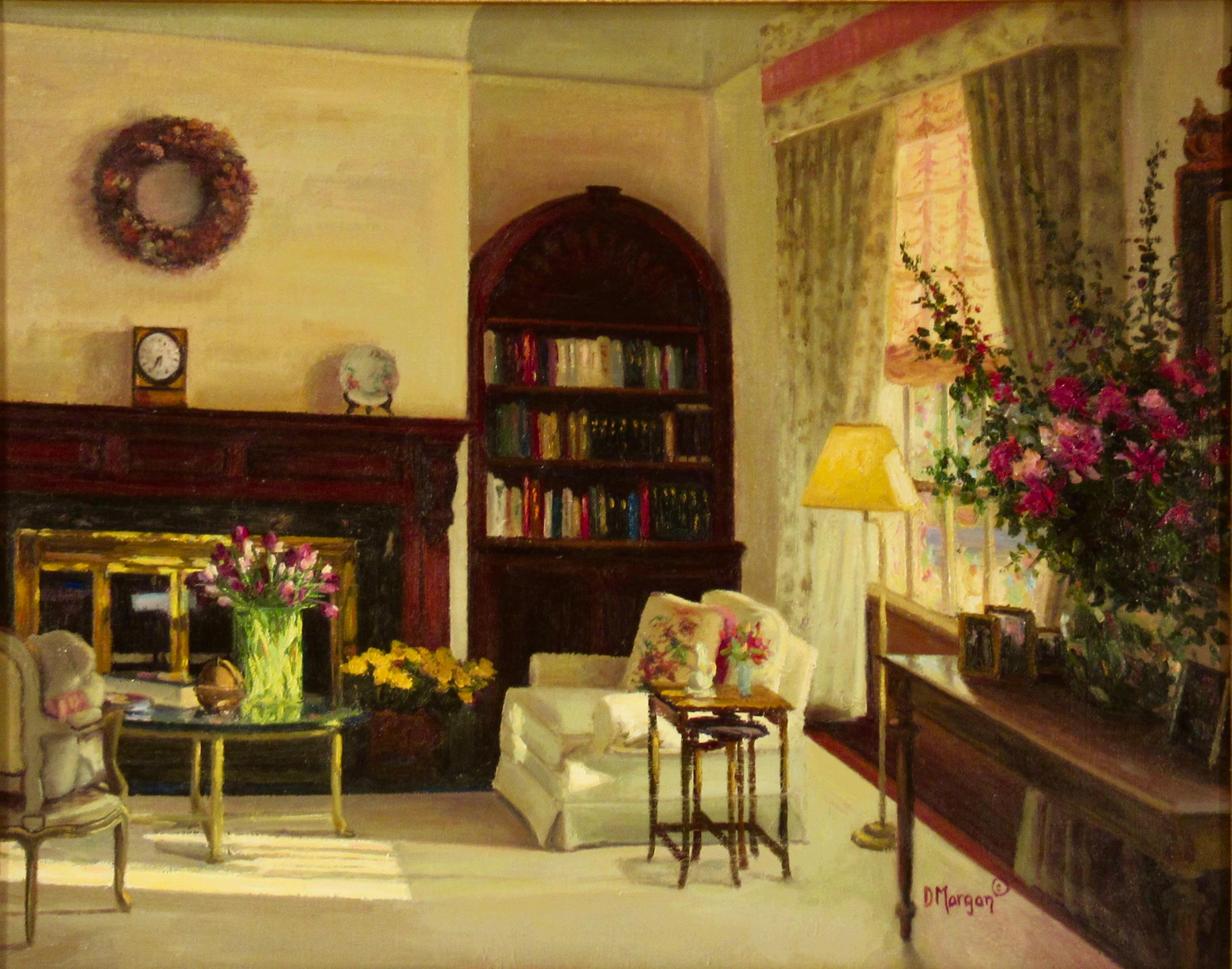 Interno con bouquet - Painting di Douglas Paul Morgan