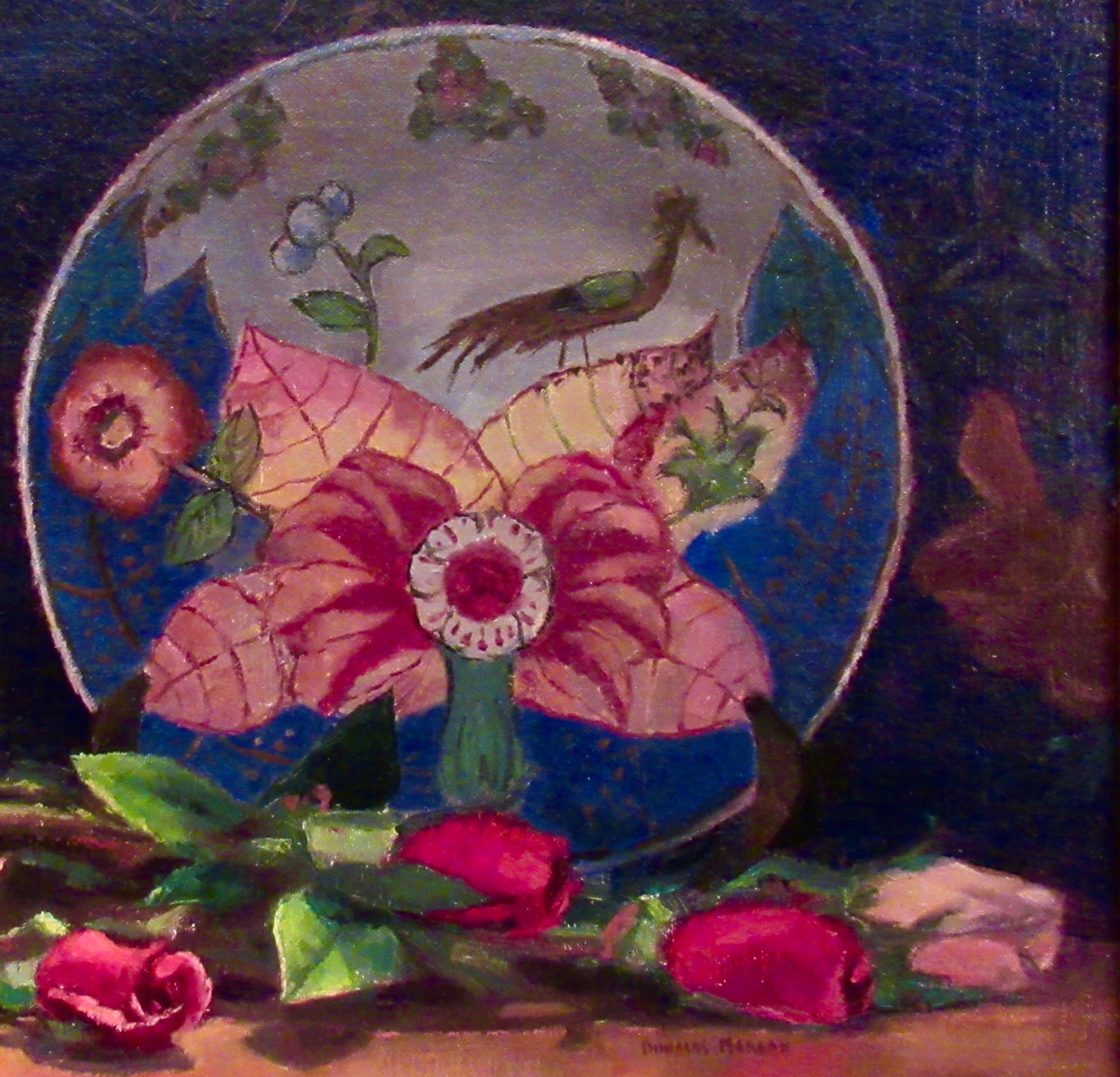 Iris Plate - American Realist Painting by Douglas Paul Morgan