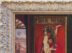 "Poderes" Contemporary Realistic Figurative Red Toned Social Commentary Painting