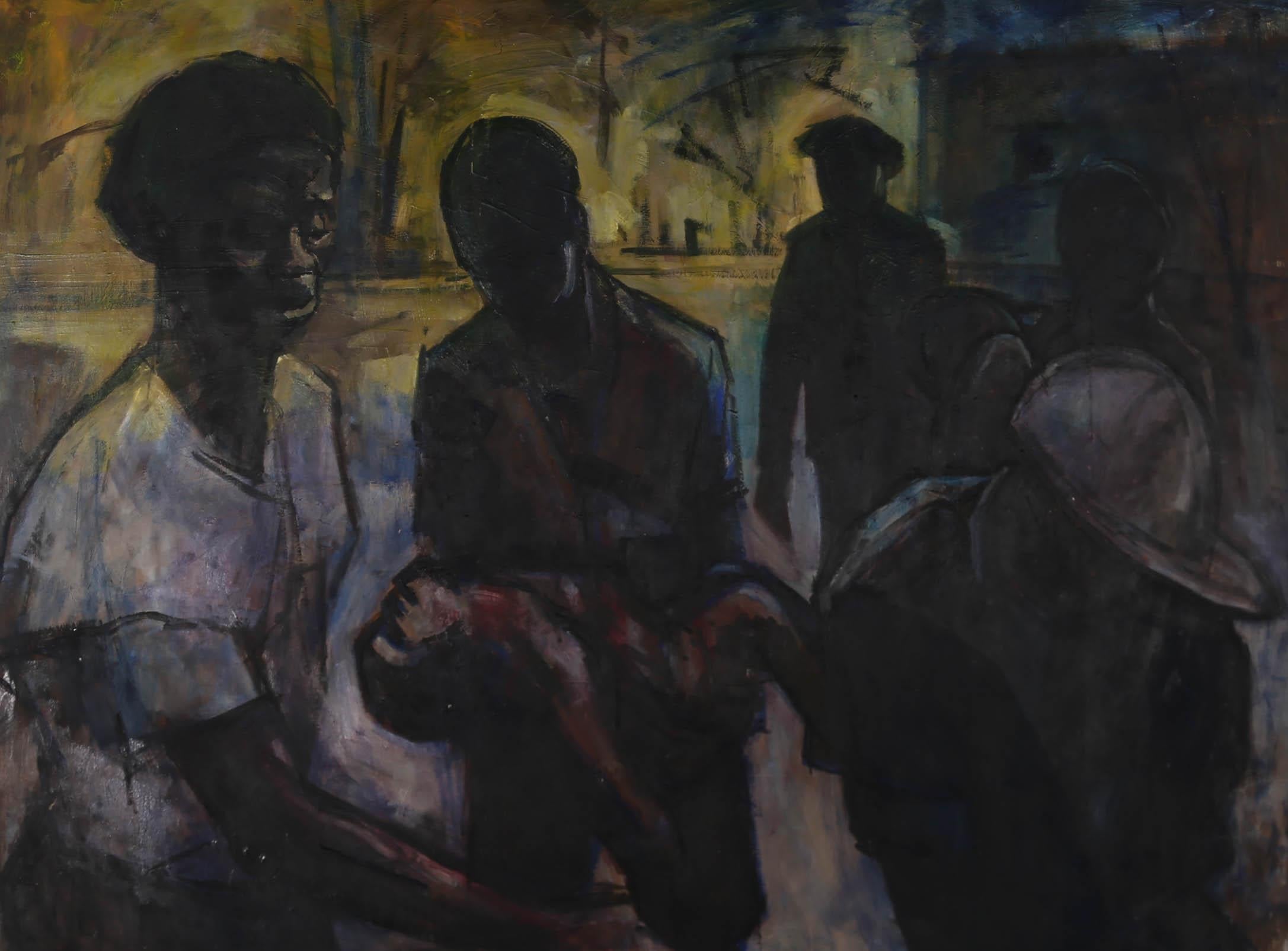 Douglas Pittuck (1911-1993) - Olio del XX secolo con cornice, Tragedia 1