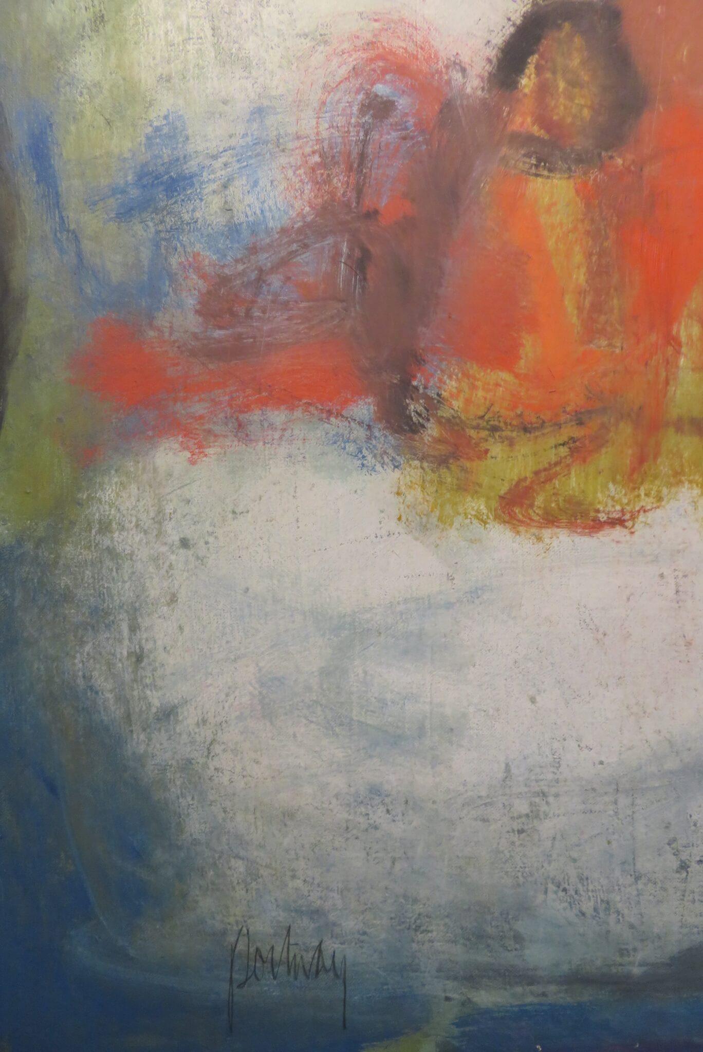 LARGE signed MID 20th CENTURY ABSTRACT Oil Painting by Douglas Portway 'RED SUN