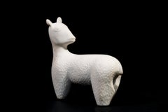 Capra, lisse, blanche, figurative, animal, sculpture en marbre Carrera