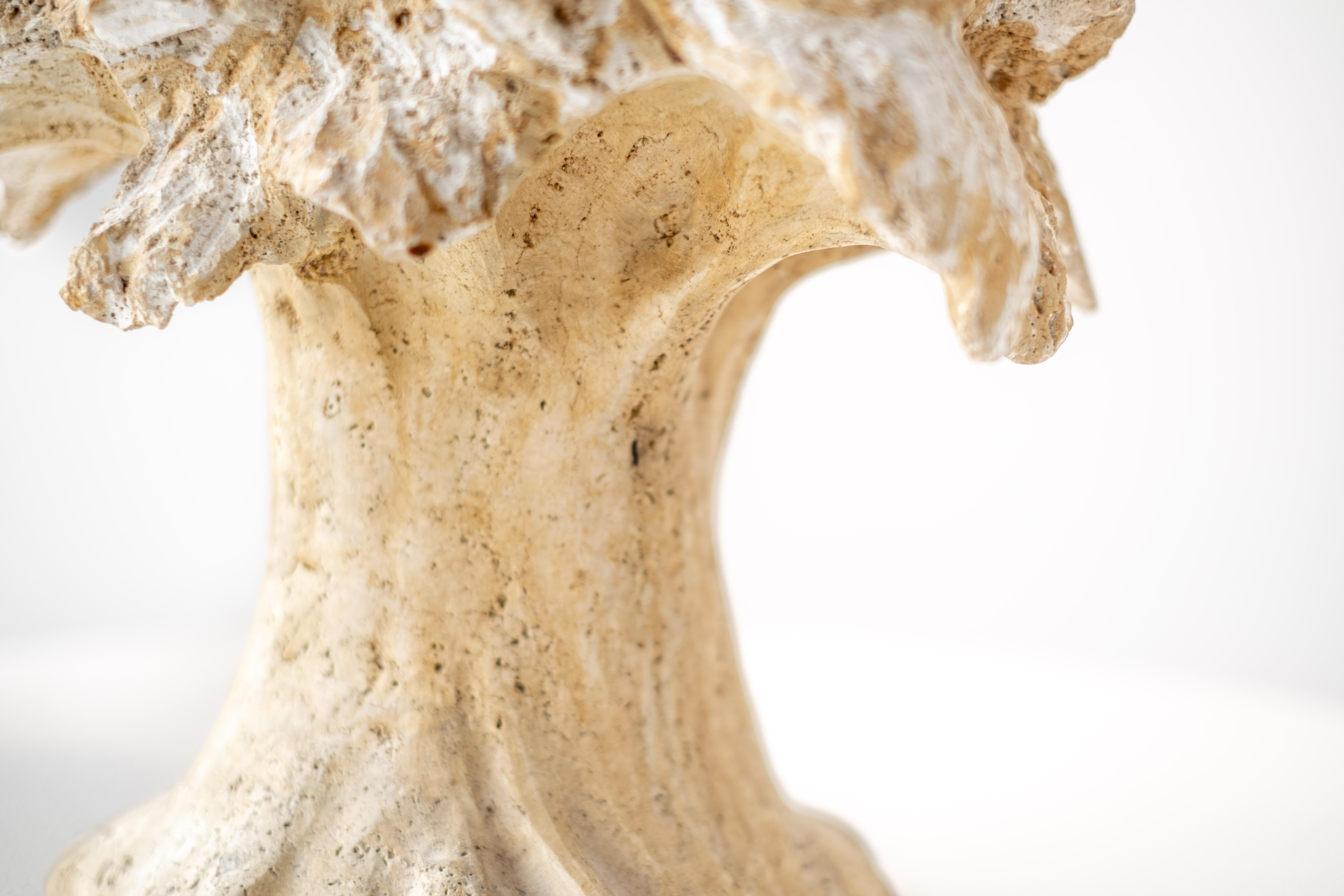 Noce - escultura figurativa, flora, tallada a mano, piedra travertino de Siena en venta 5