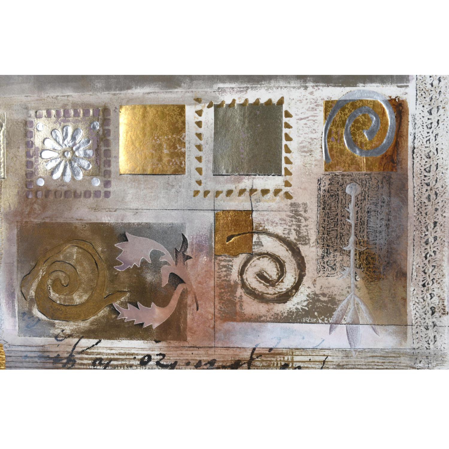 Américain Douglas Rosetta Stone i Grand imprimé d'origine violet avec feuille d'or et d'argent en vente