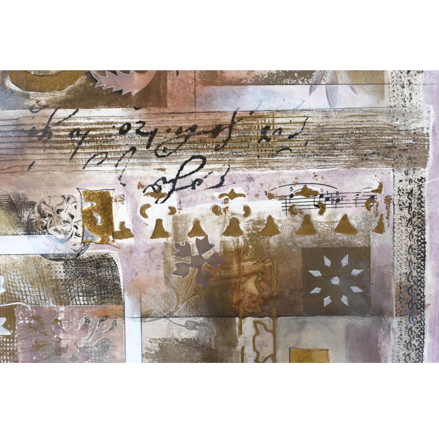 Plexiglas Douglas Rosetta Stone i Grand imprimé d'origine violet avec feuille d'or et d'argent en vente