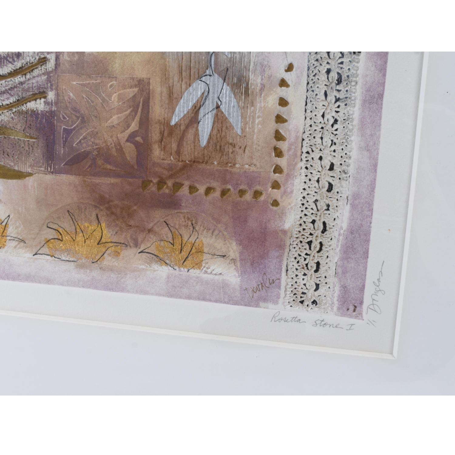 Douglas Rosetta Stone i Grand imprimé d'origine violet avec feuille d'or et d'argent en vente 2