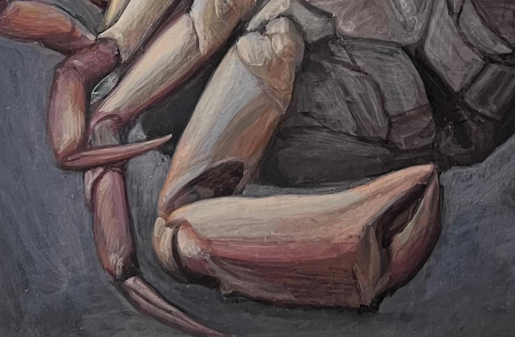 Cangrejos de roca de Douglas Safranek es un ejemplo magistral de su dedicación al raro y meticuloso arte de la pintura al temple al huevo. Mezclando sus propios pigmentos a mano, Safranek da innumerables y delicadas pinceladas para conseguir una