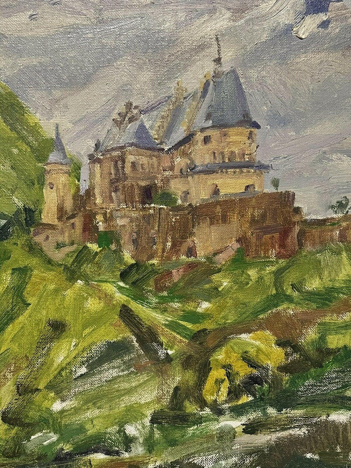 Impressionistisches Ölgemälde - Schönes Schloss auf dem Hügel (Schwarz), Abstract Painting, von Douglas Stuart Allen