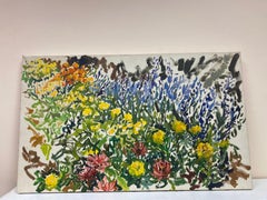 Peinture à l'huile impressionniste - Magnifique champ de fleurs
