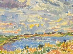  Impressionist Oil Painting - Blue Tranquil Lake Landscape