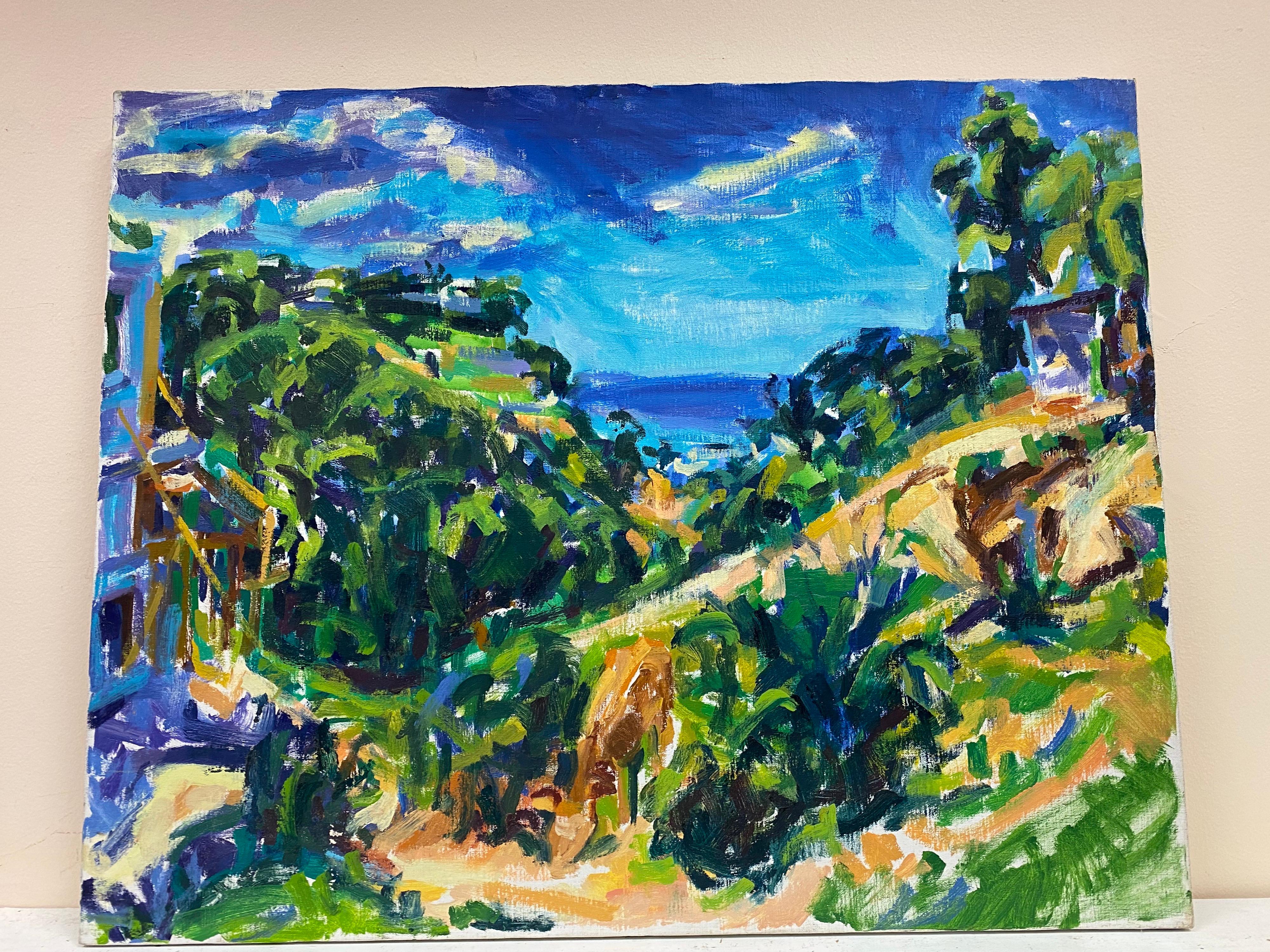Peinture à l'huile impressionniste - paysage exotique d'été - Painting de Douglas Stuart Allen