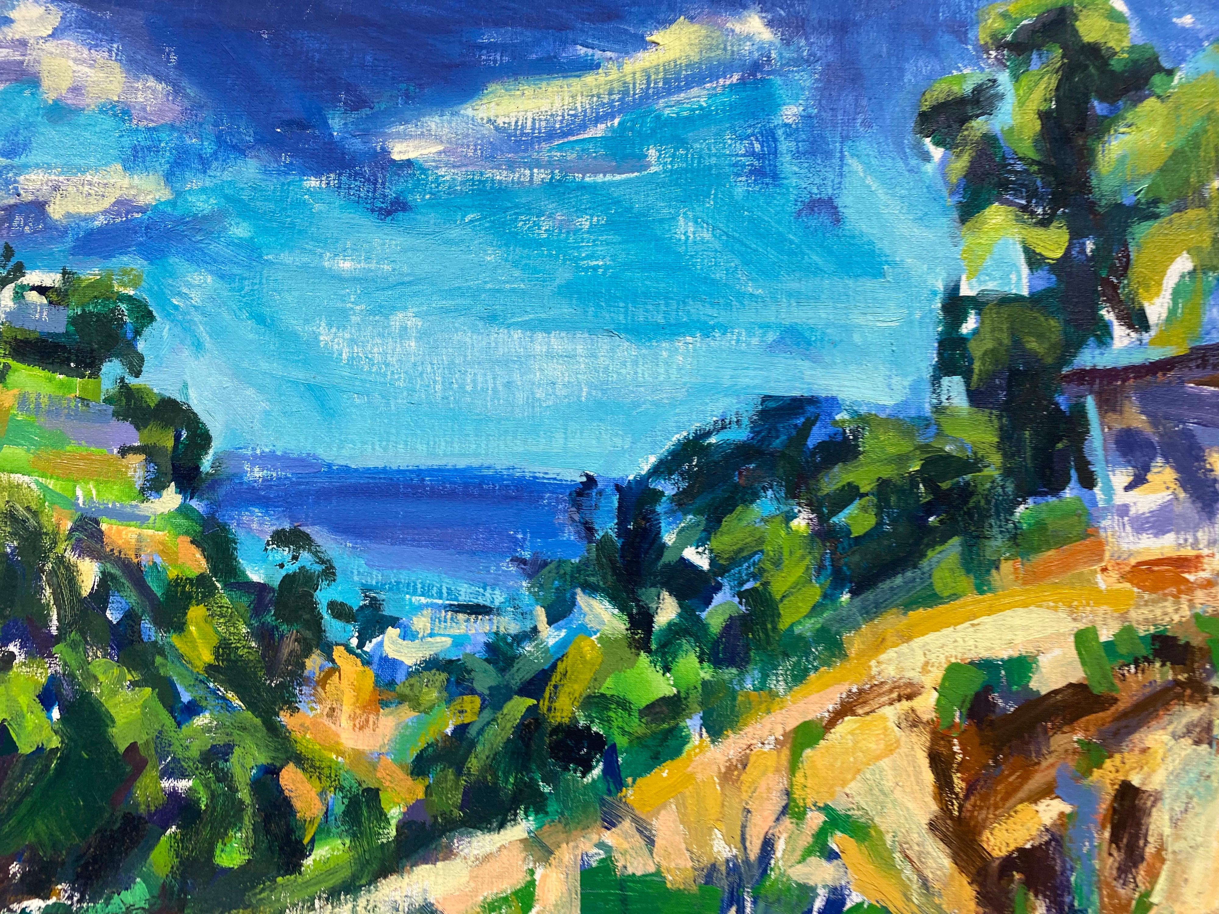 Peinture à l'huile impressionniste - paysage exotique d'été en vente 1