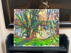 Peinture à l'huile impressionniste - Scène vibrante à travers le bois