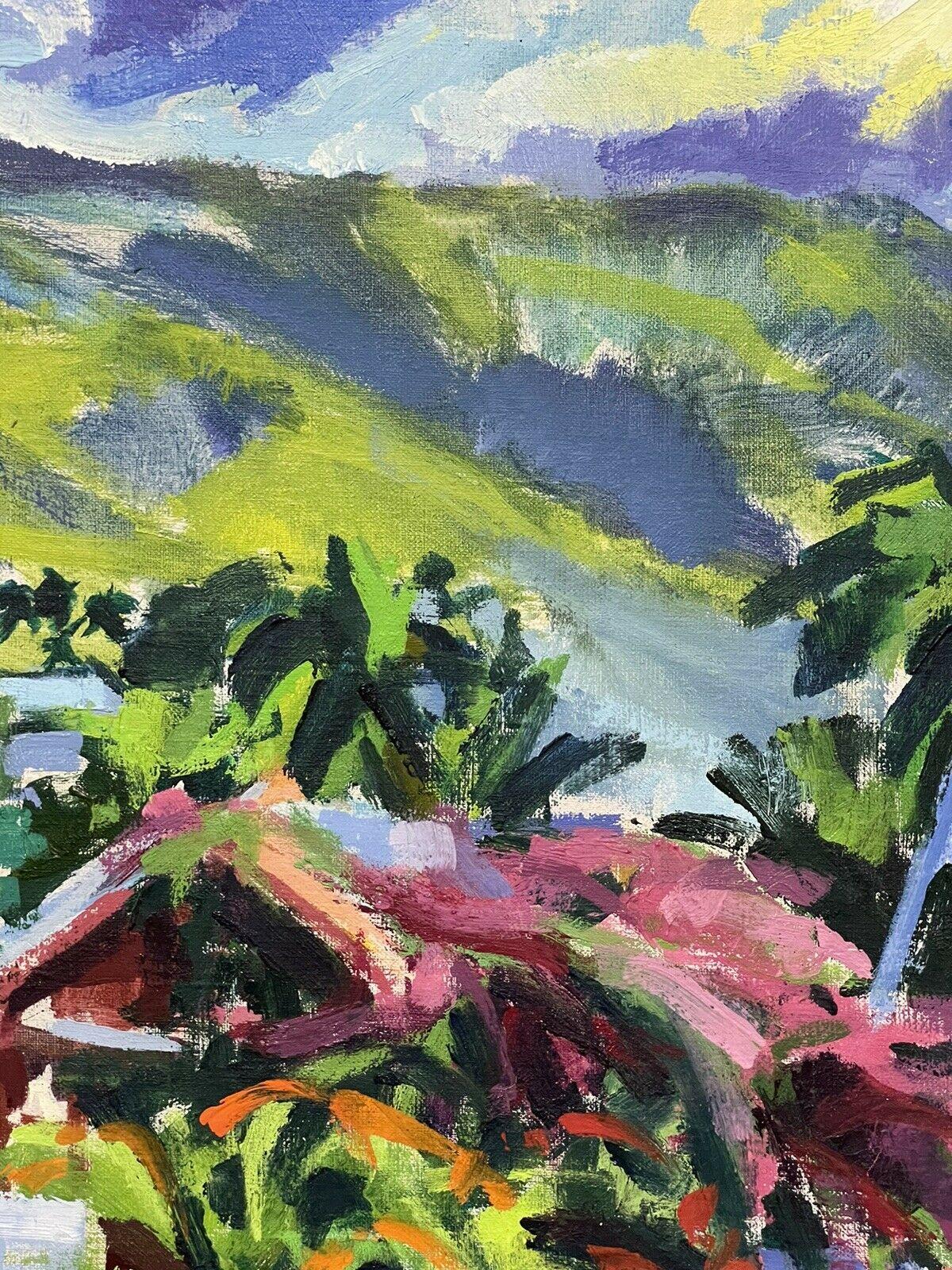 LARGE AMERICAN IMPRESSIONIST OIL PAINTING - PORT AU PRINCE HAITI LANDSCAPE - Gray Landscape Painting by Douglas Stuart Allen