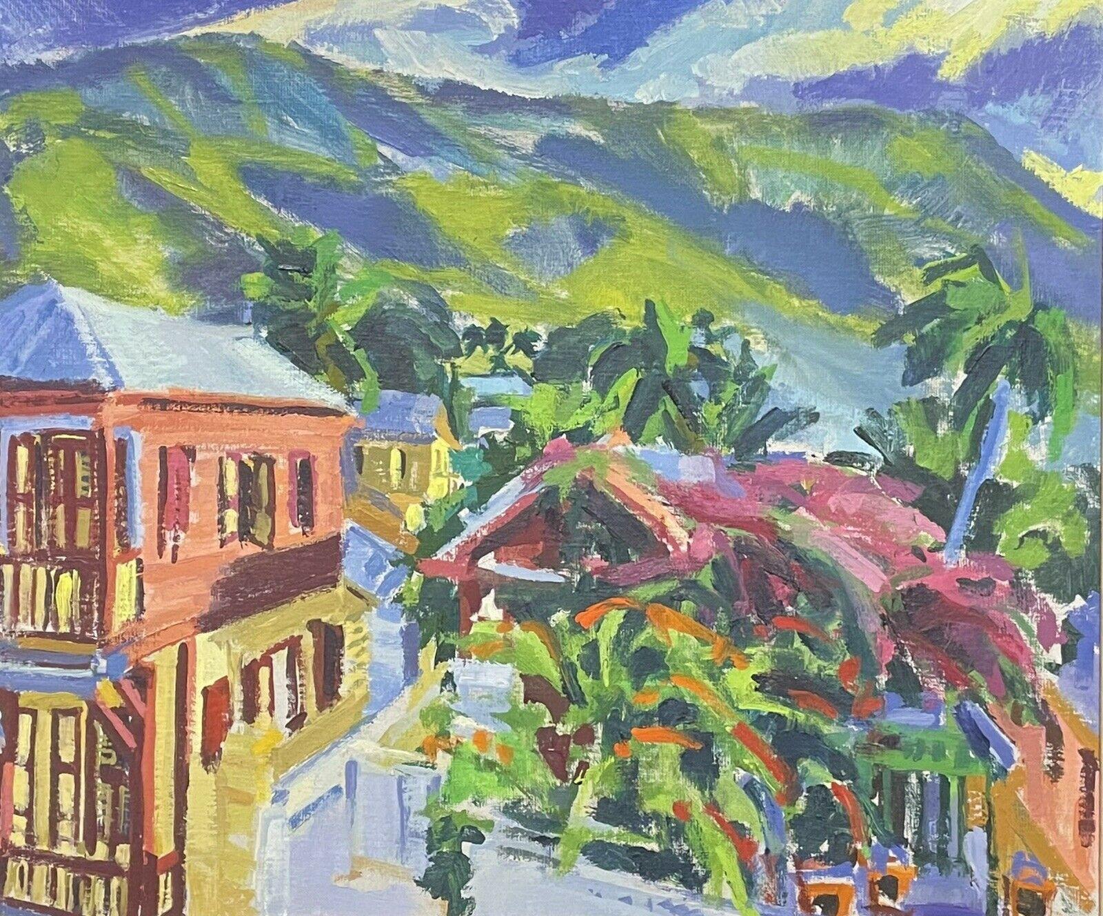 Douglas Stuart Allen Landscape Painting - LARGE AMERICAN IMPRESSIONIST OIL PAINTING - PORT AU PRINCE HAITI LANDSCAPE