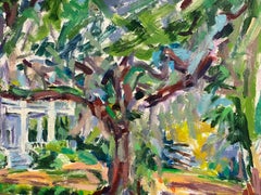 Large French Impressionist Oil Chateau Parkland Gardens