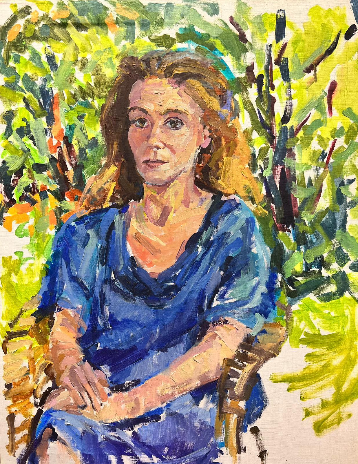 Grande olio impressionista francese - Elegante ritratto astratto di una signora