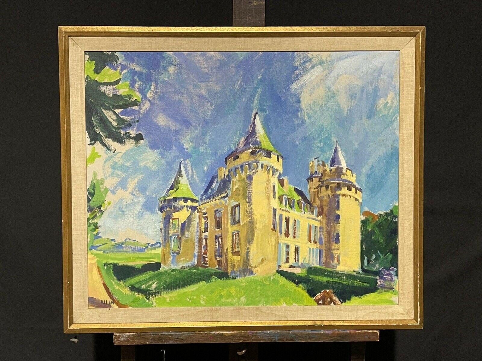 Large French Impressionist Oil Huge Old Chateau Building in Parkland - Painting by Douglas Stuart Allen