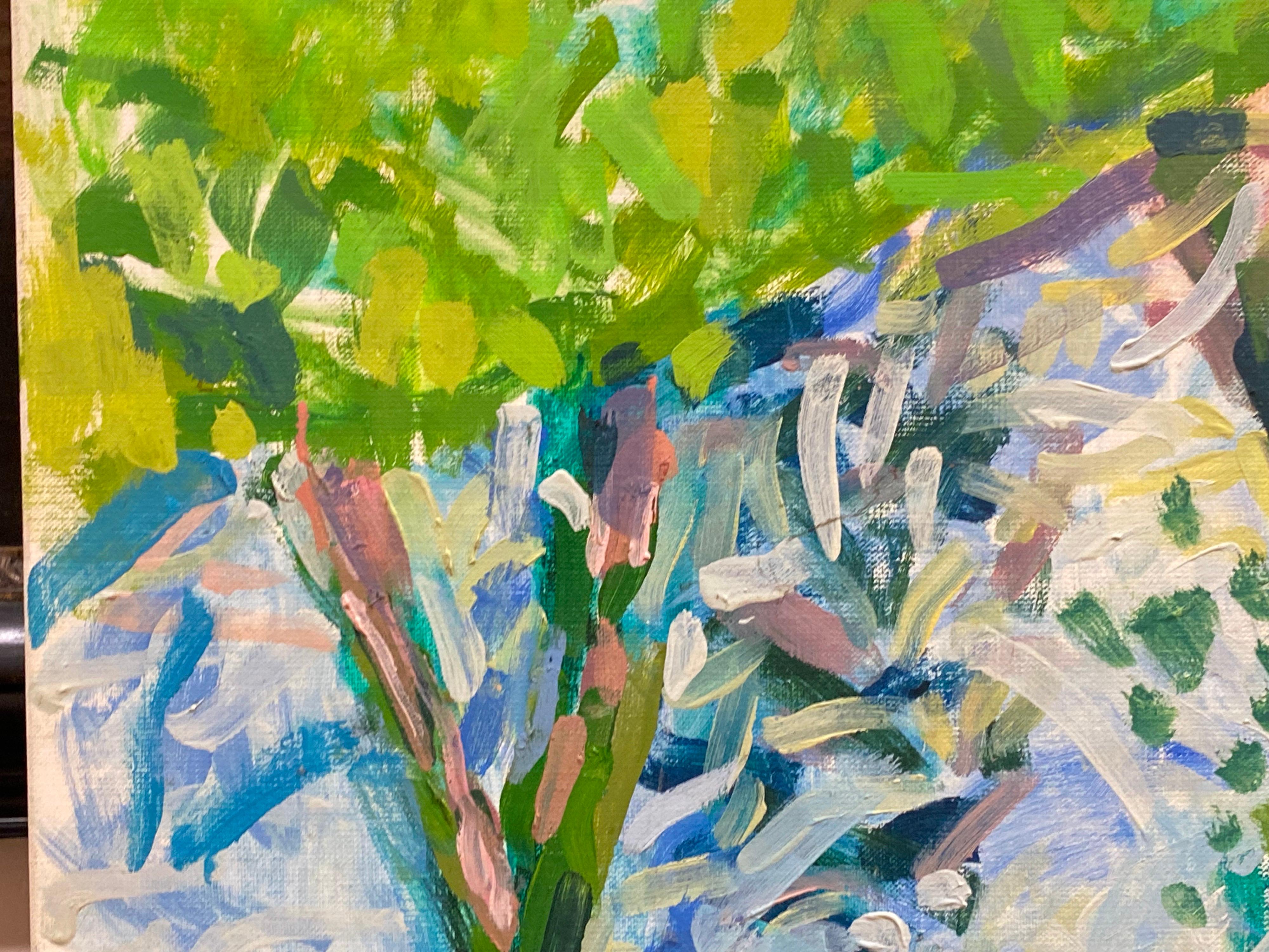 Grande huile post-impressionniste française - Paysage de rivière Bright - Impressionnisme Painting par Douglas Stuart Allen