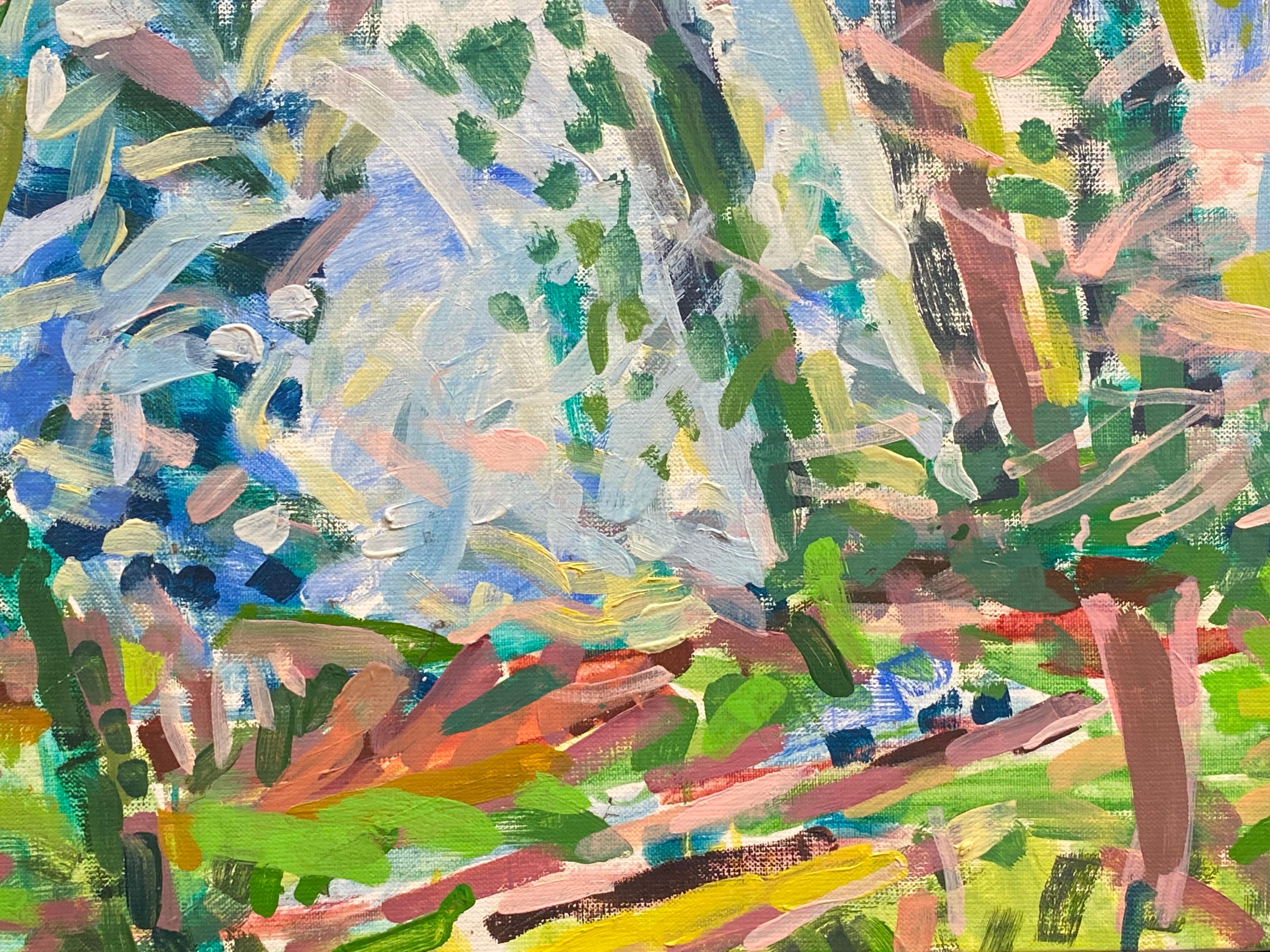 Large French Post Impressionist Oil - Bright River Landscape - Brown Landscape Painting by Douglas Stuart Allen