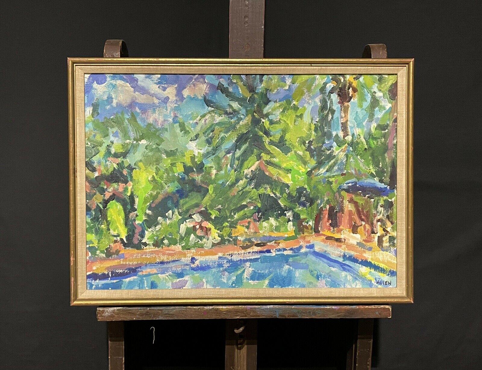 Große Französisch signiert Impressionist Öl - By The Poolside – Painting von Douglas Stuart Allen