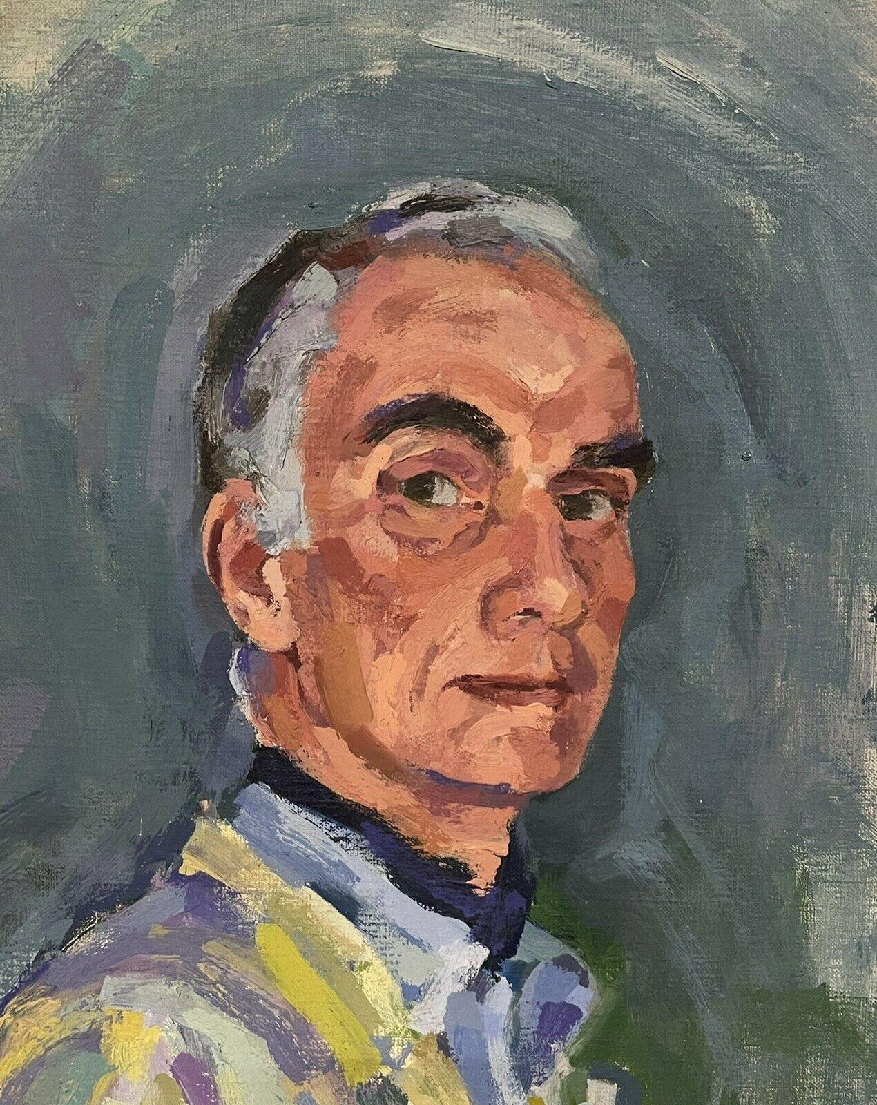 Großes Ölgemälde des impressionistischen Malers – Selbstporträt von Douglas Allen (Grau), Portrait Painting, von Douglas Stuart Allen