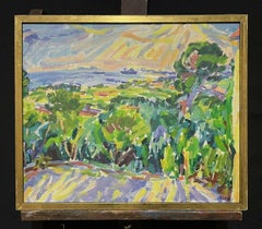 Large Impressionist Oil Painting - Vibrant Green Landscape