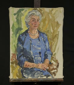 Large Impressionist Signed Oil Painting - Portrait of a Seated Lady