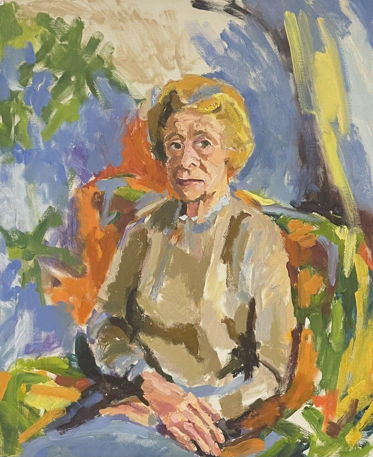 Large Impressionist Signed Oil Painting - Portrait of an Elderly Lady