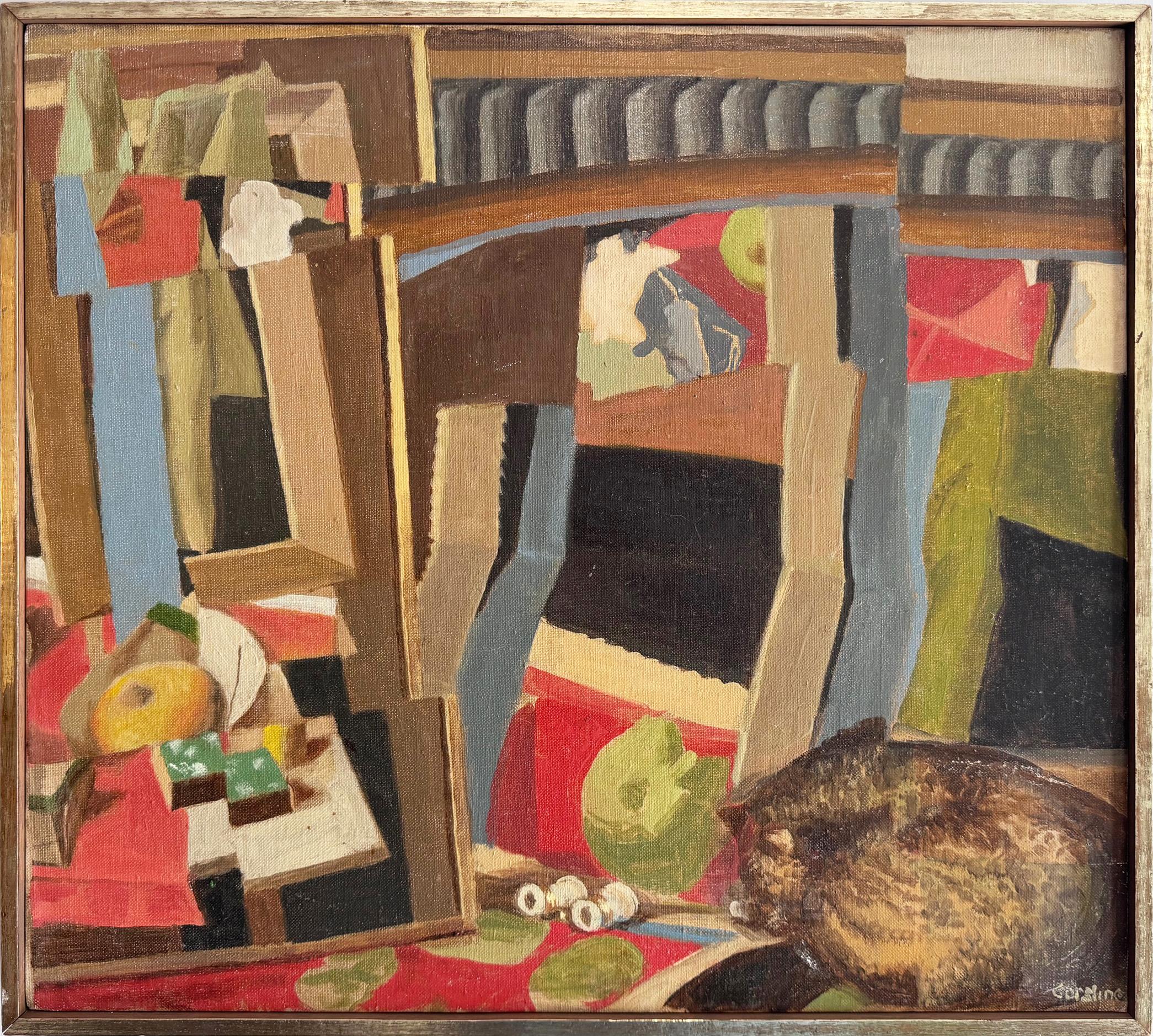 Important cubist still life oil painting by Douglas Warner Gorsline (1913 - 1985).  Oil on canvas.  Framed.  Signed.  