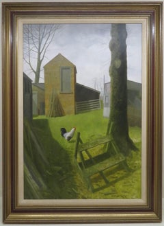 Original Farmyard oil painting by important English painter Douglas Wilson