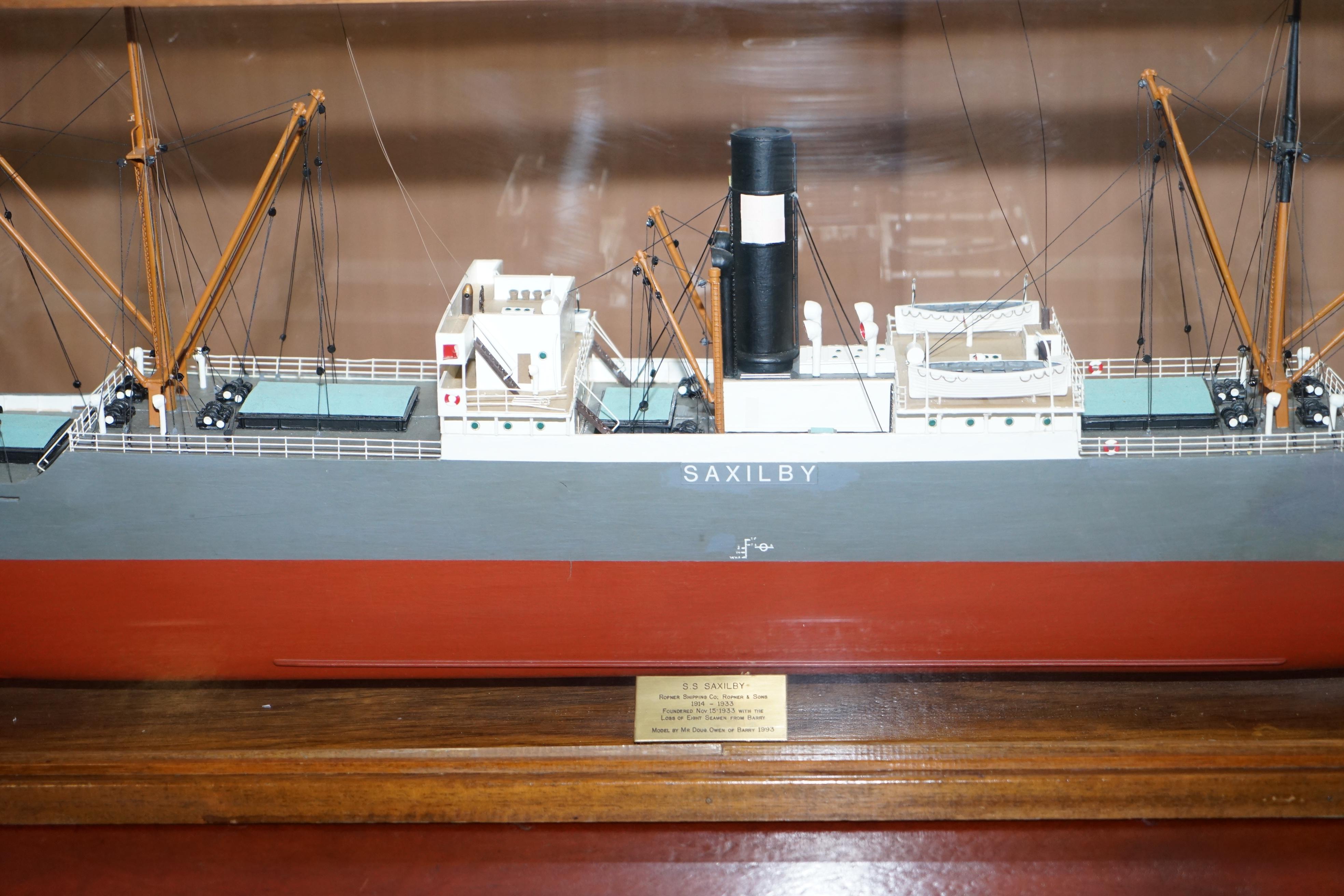 Hand-Crafted Douglass Owen Model 1914-1933 S.S Saxilby Ropner Shipping Cargo Ship Liner Boat