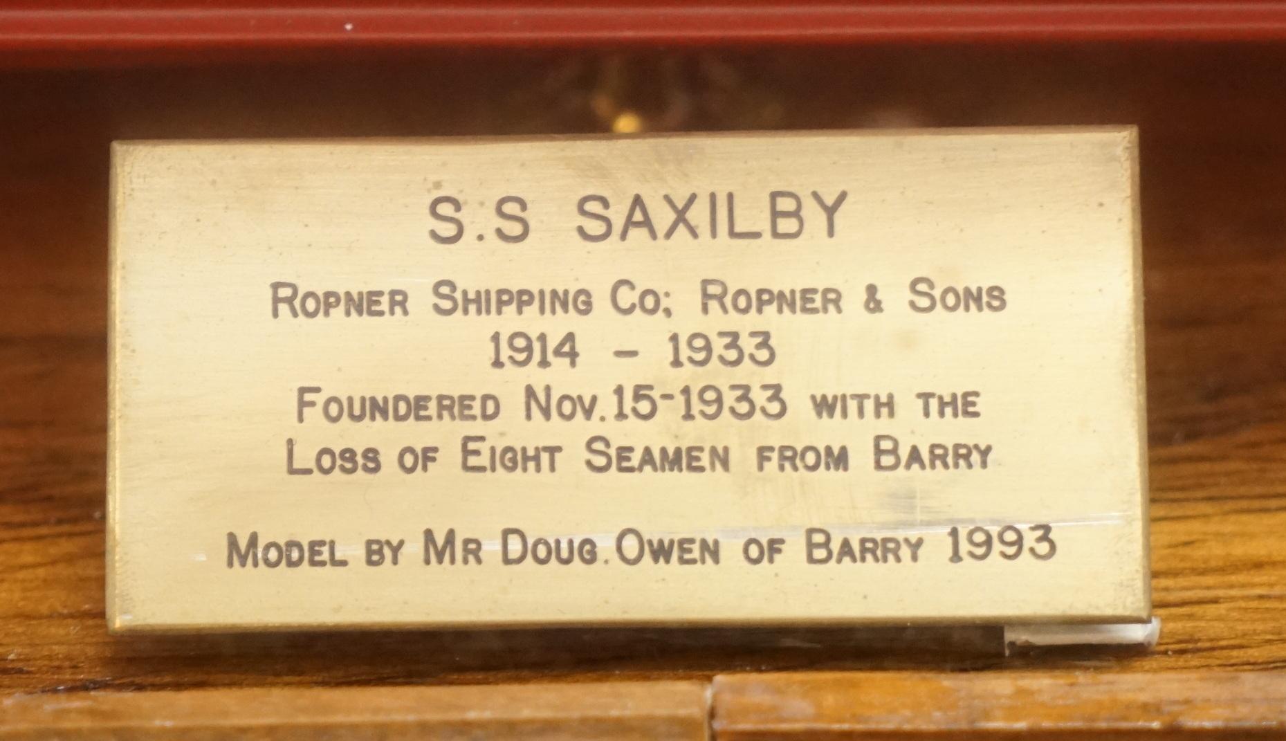 Oak Douglass Owen Model 1914-1933 S.S Saxilby Ropner Shipping Cargo Ship Liner Boat