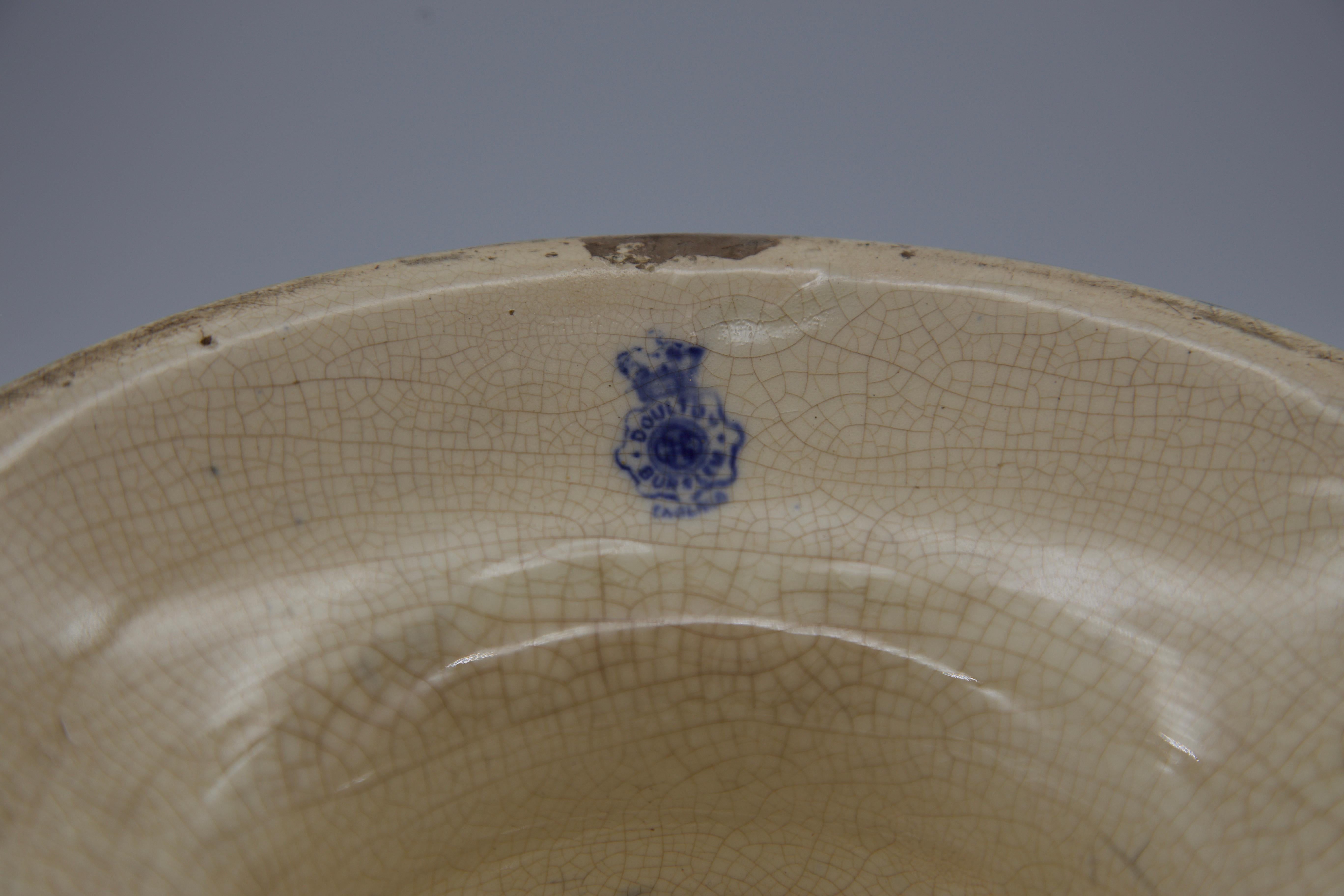 DOULTON BURSLEM 19ème SIÈCLE Bleu cobalt-Or Feuille de grand centre de table punchbowl Excellent état - En vente à Glenford, NY