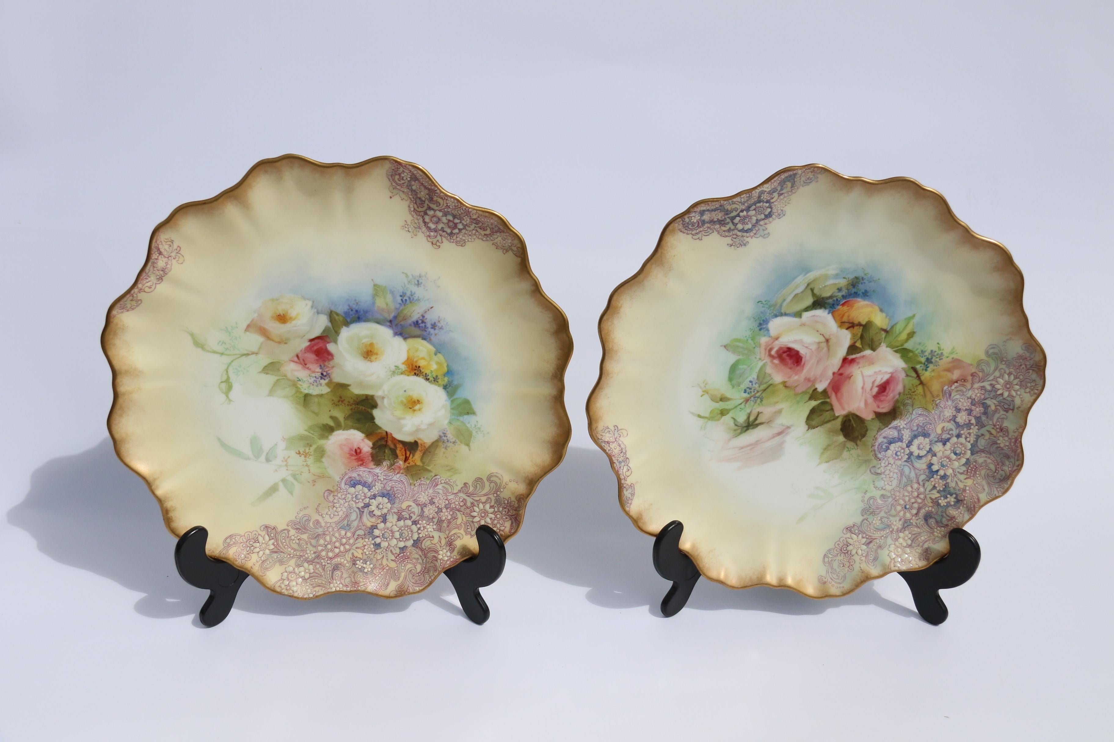 Fatto a mano Doulton Burslem  e Walker & Hall set da dessert alla fragola per due persone C1900 in vendita