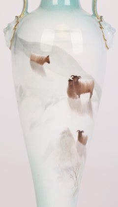 Doulton Burslem Hyperion Sheep at Dusk Painted Porcelain Vase by Fred Walklate