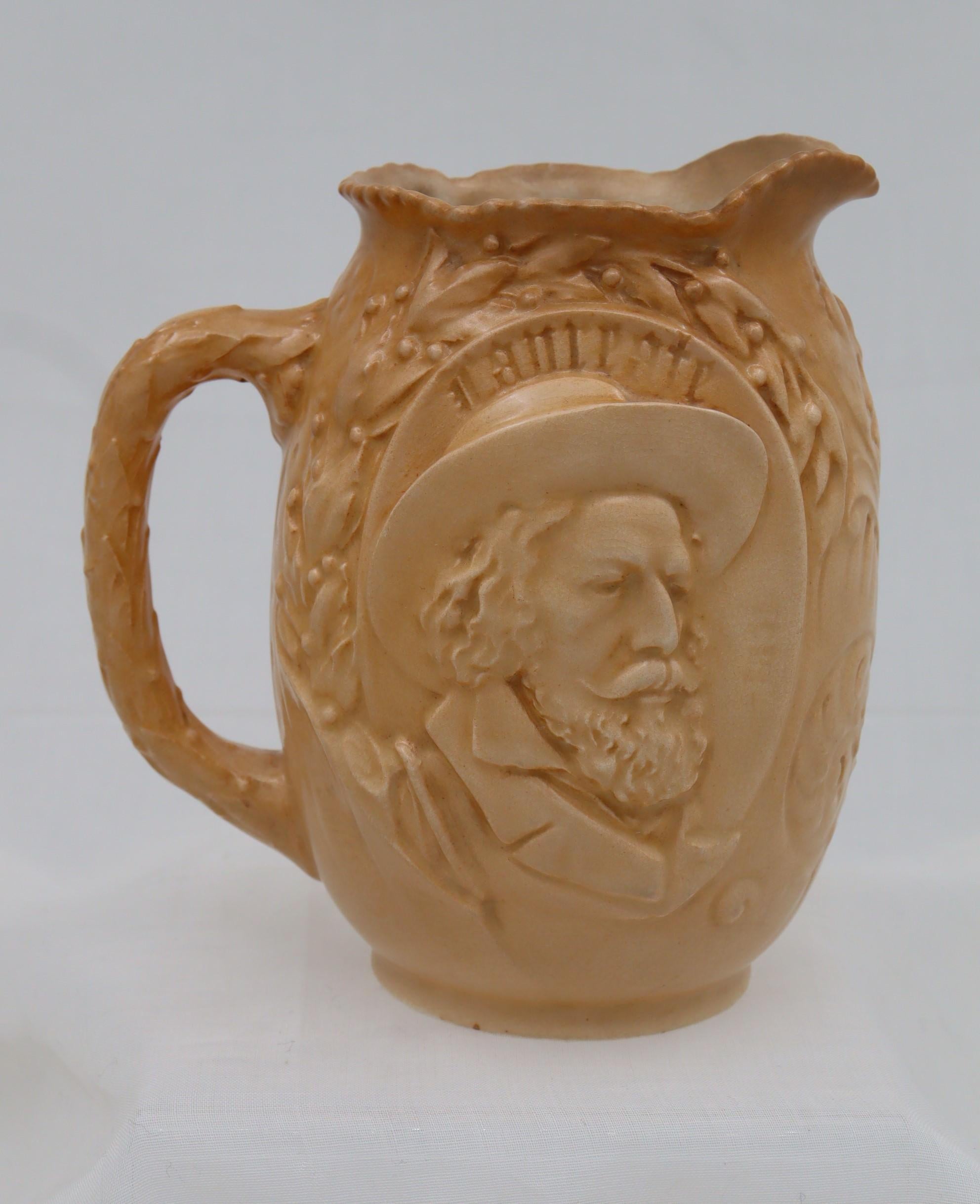 Late Victorian Doulton Burslem jug commemorating the Poet Laureate Alfred, Lord Tennyson For Sale