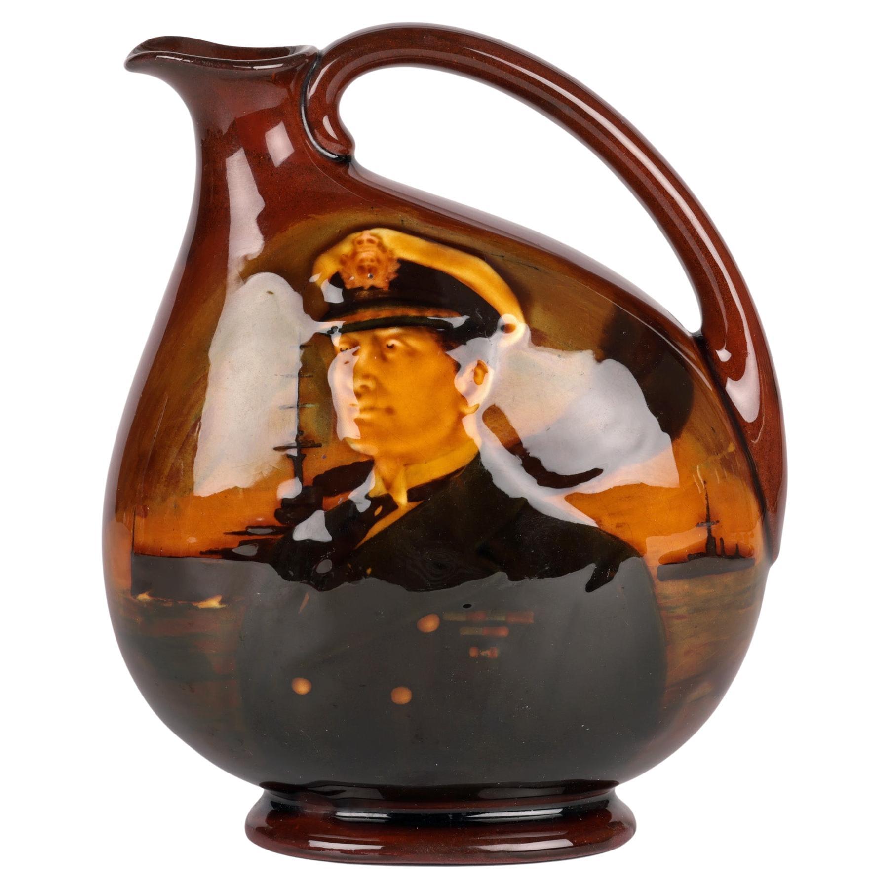 Doulton Burslem Kingsware Admiral Beatty Dekorierte Dewar's Whiskyflasche