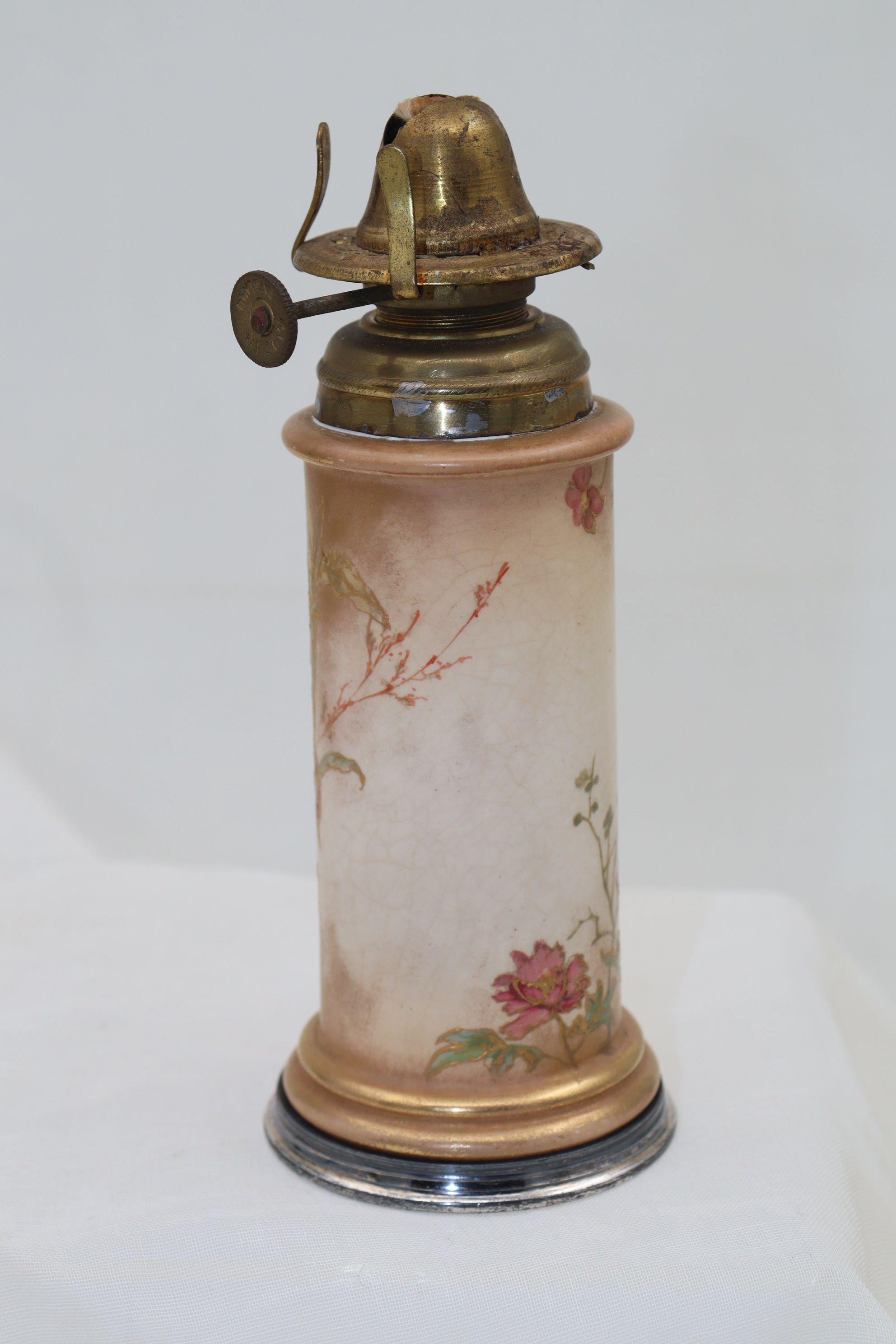 Hand-Painted Doulton Burslem oil lamp base decorated by George Fernyhough For Sale