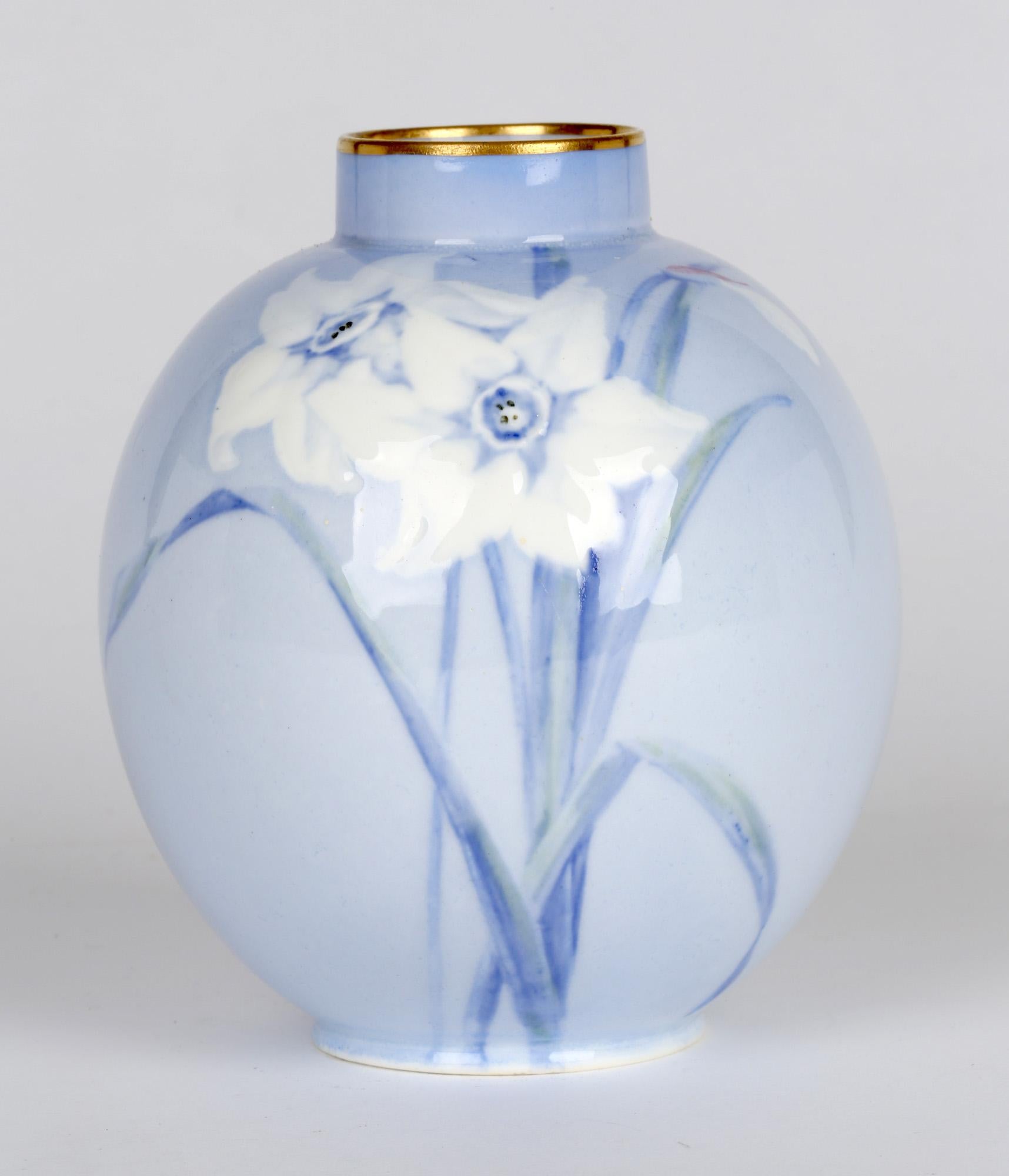 Doulton Burslem Pair Slip Daffodil Decorated Vases By Jack Price 2
