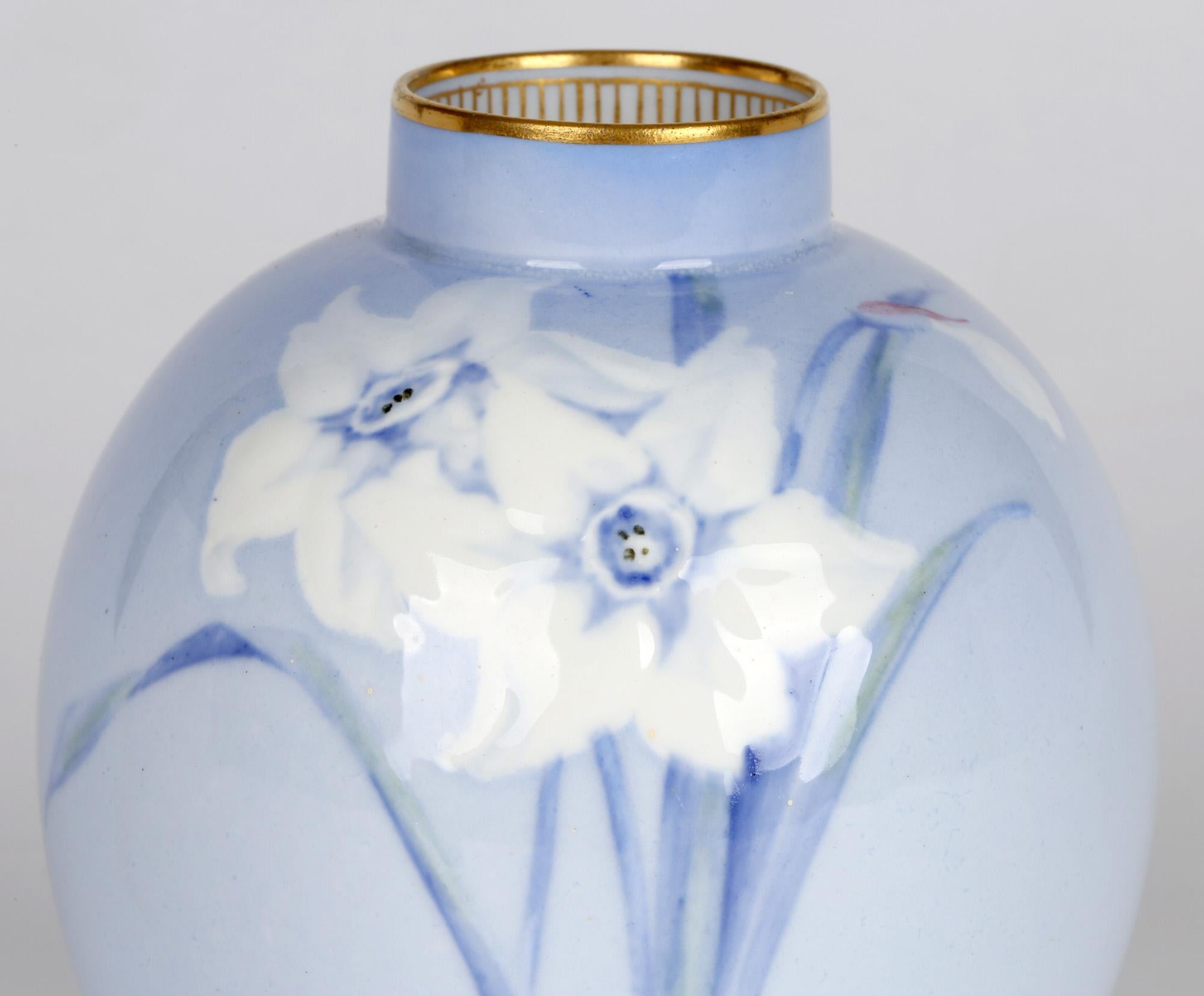 Doulton Burslem Pair Slip Daffodil Decorated Vases By Jack Price 3