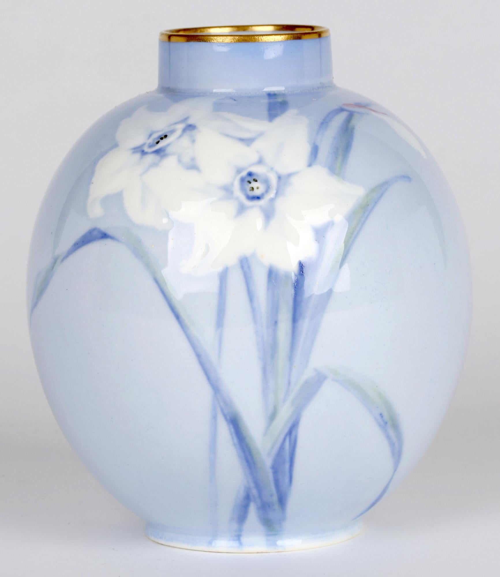 Doulton Burslem Pair Slip Daffodil Decorated Vases By Jack Price 5