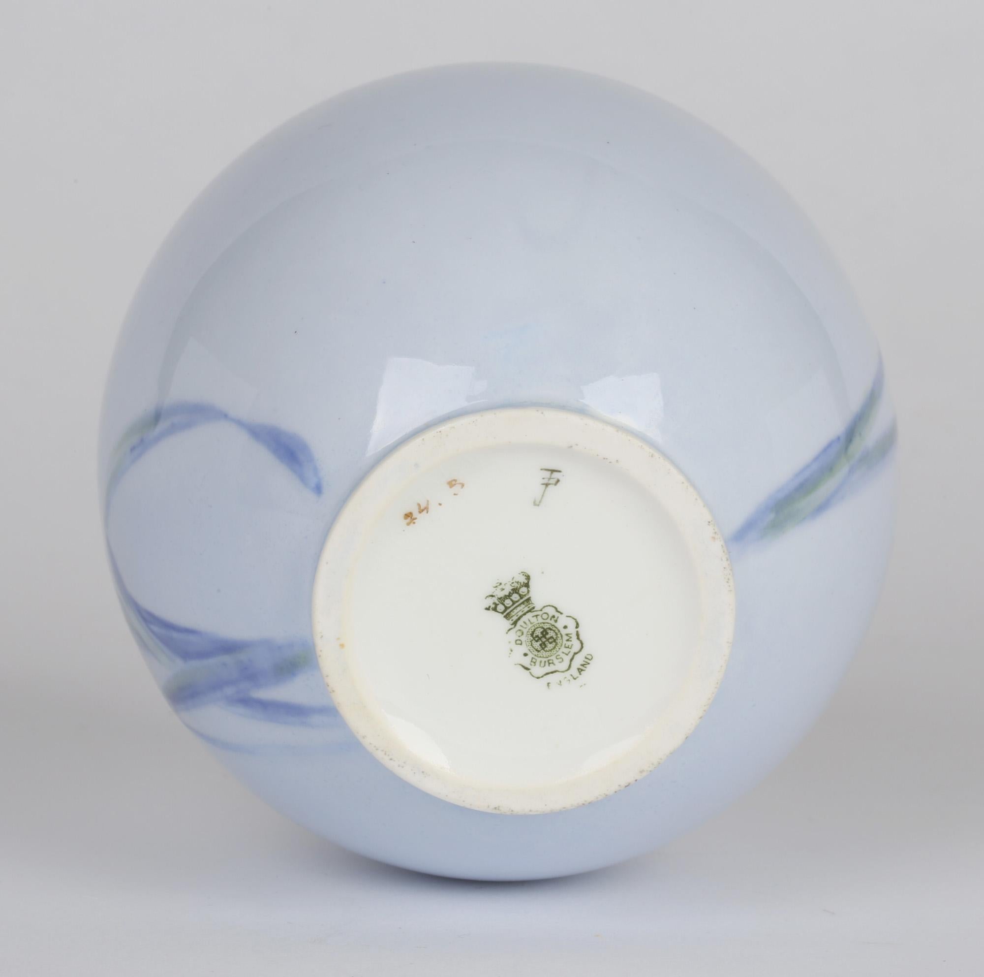 Porcelain Doulton Burslem Pair Slip Daffodil Decorated Vases By Jack Price