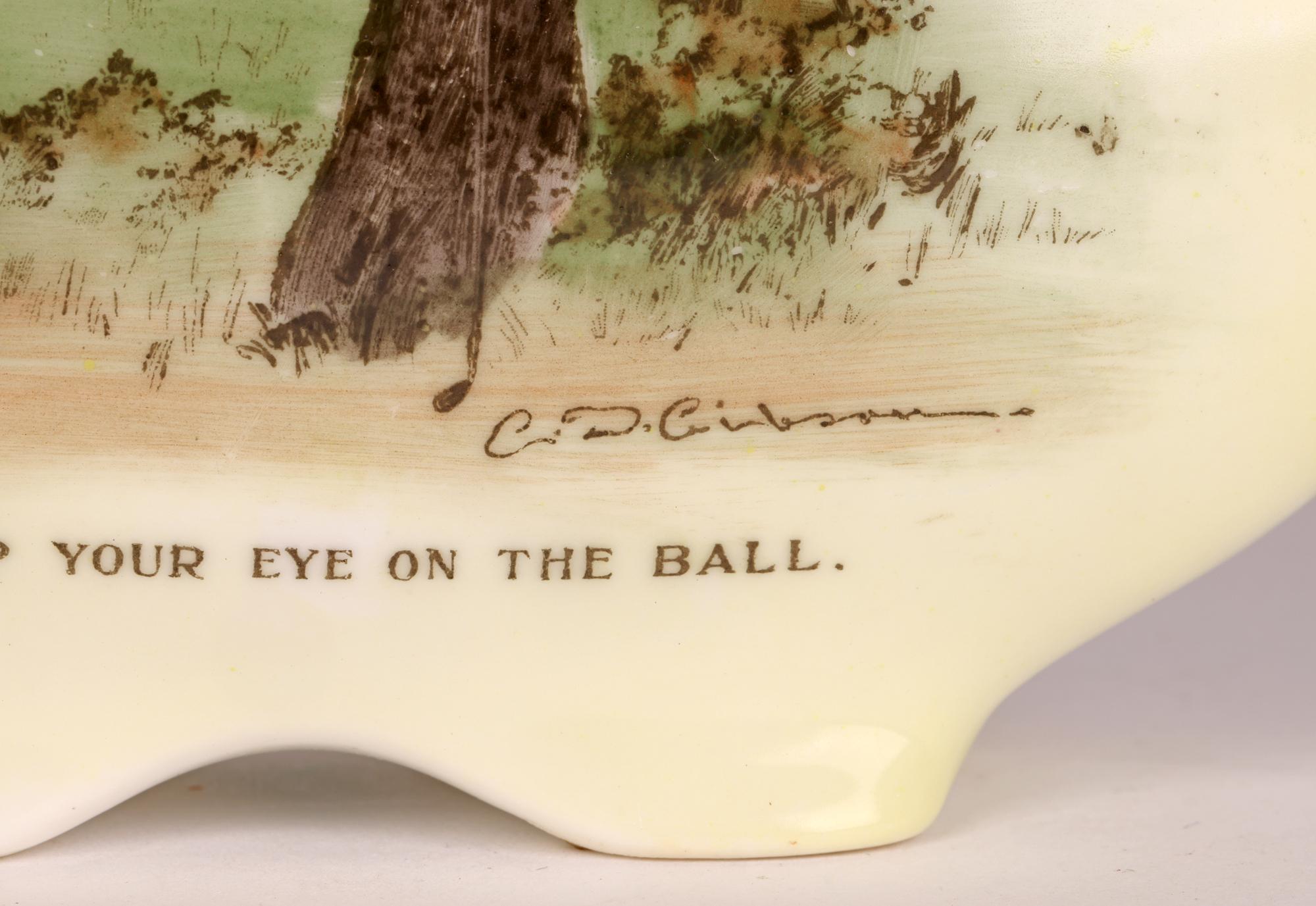 Porcelain Doulton Burslem Series Ware Golfing Scenes Vase by Charles Dana Gibson For Sale