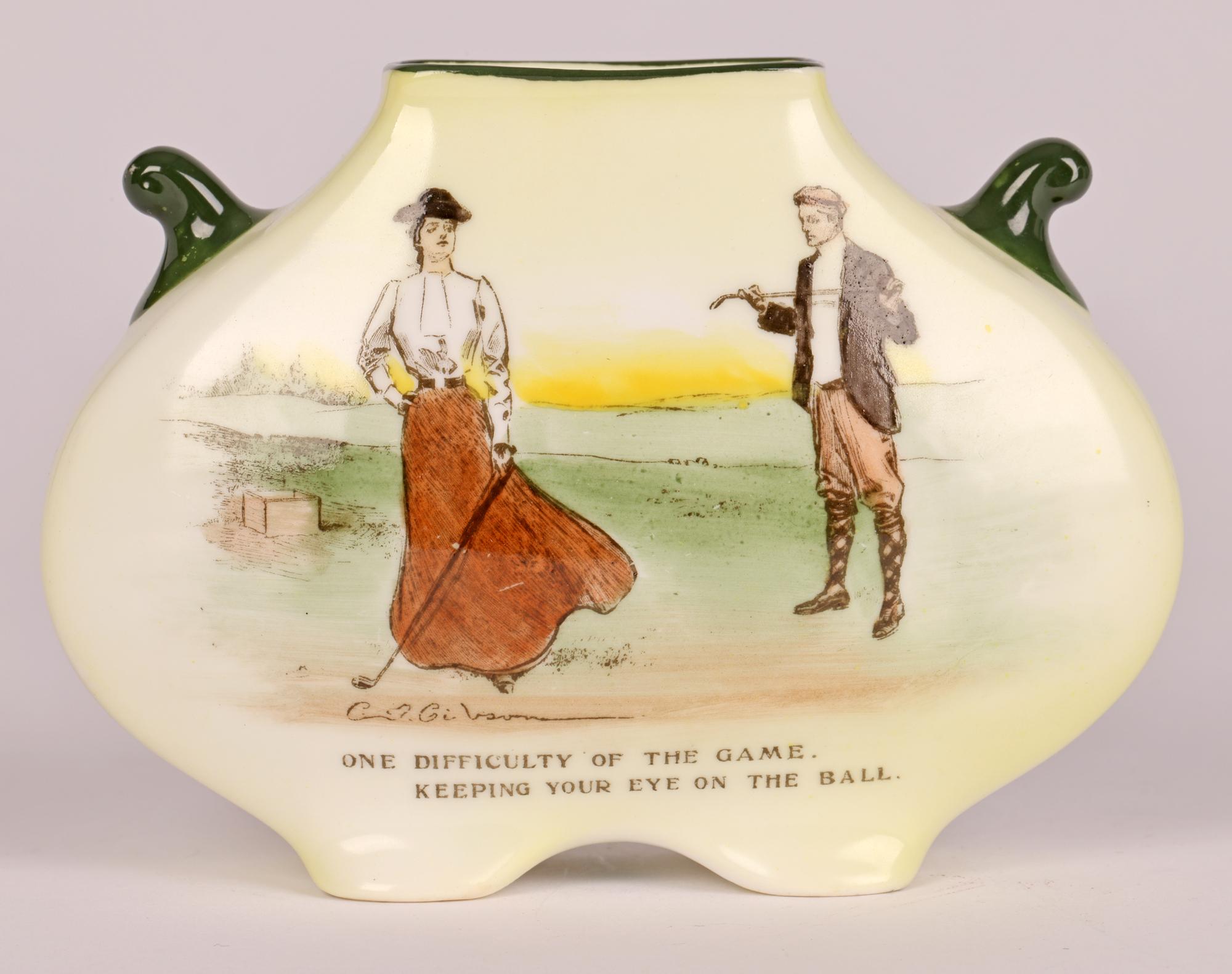 Doulton Burslem Series Ware, Vase mit Golfszenen von Charles Dana Gibson im Angebot 3