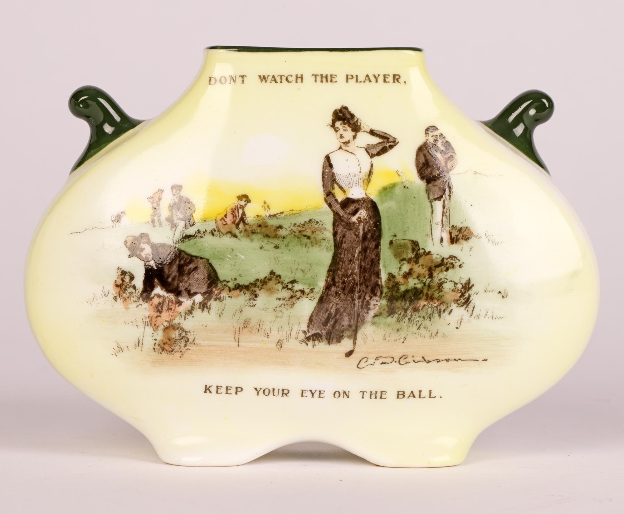 Doulton Burslem Series Ware, Vase mit Golfszenen von Charles Dana Gibson (Art nouveau) im Angebot