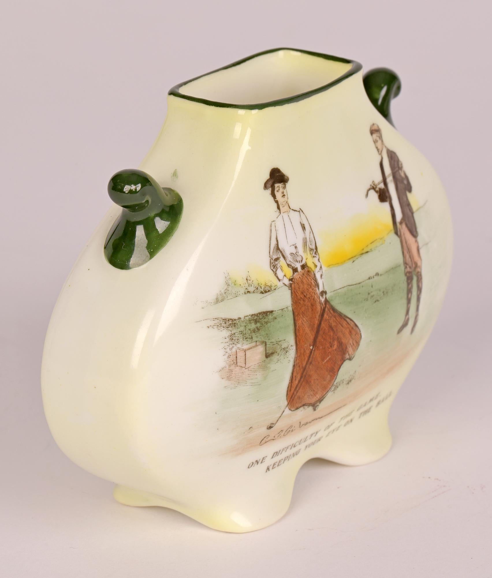 Art Nouveau Doulton Burslem Series Ware Golfing Scenes Vase by Charles Dana Gibson For Sale