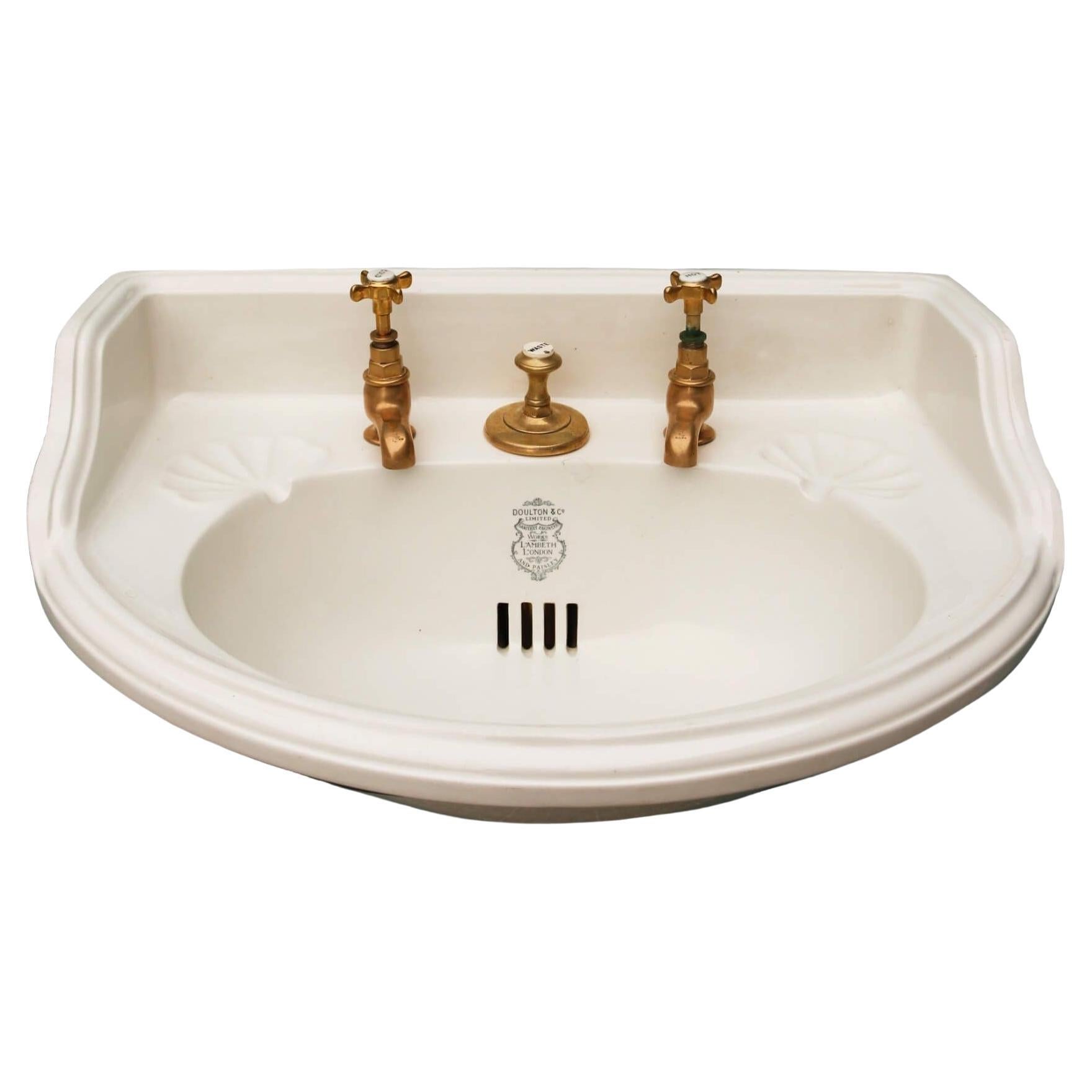 Doulton & Co. Curved Front Plunger Basin with Bracket For Sale