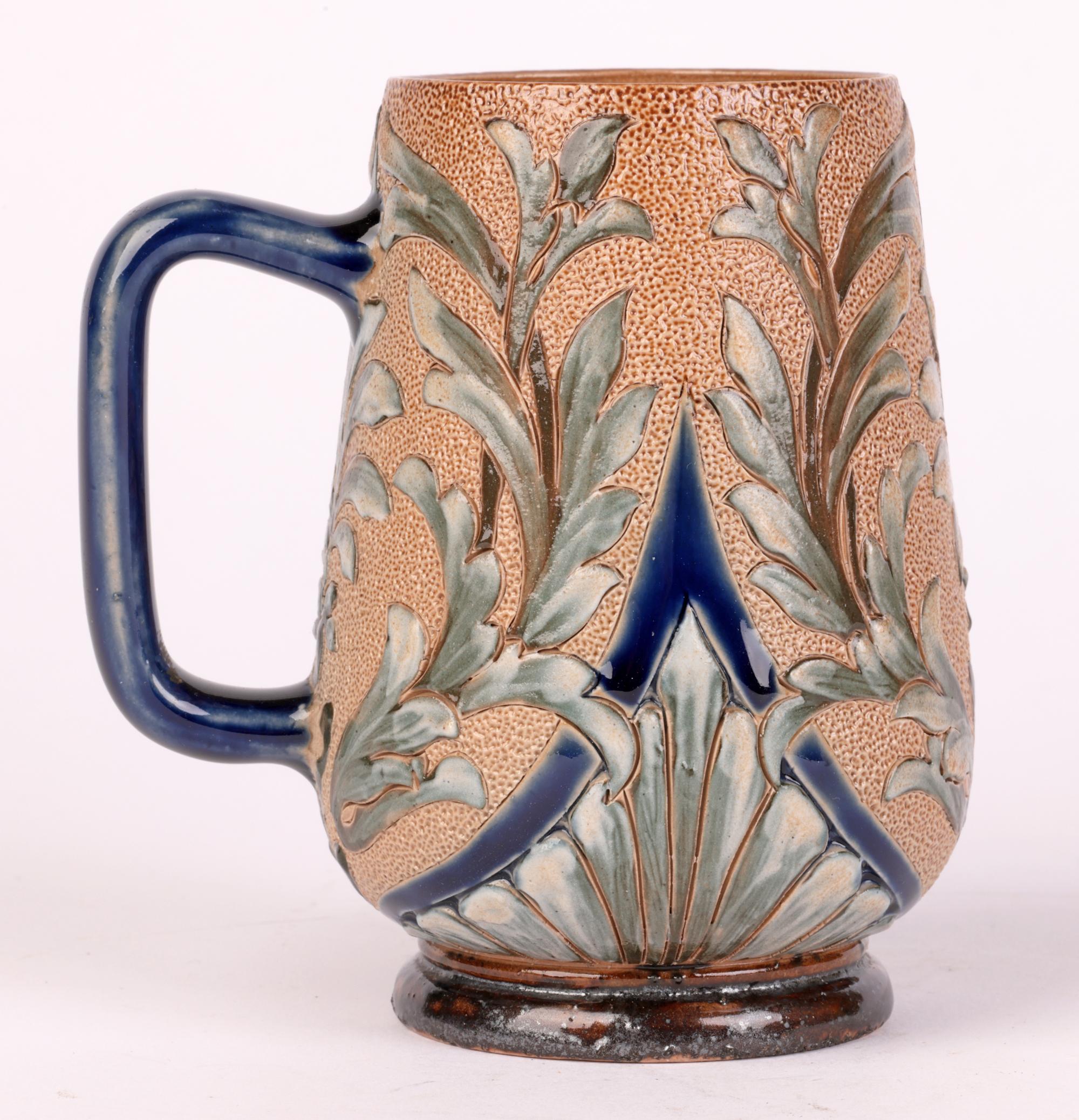 Doulton Lambeth Aesthetic Movement Slip Decorated Mug by Alice E Budden 1883 4